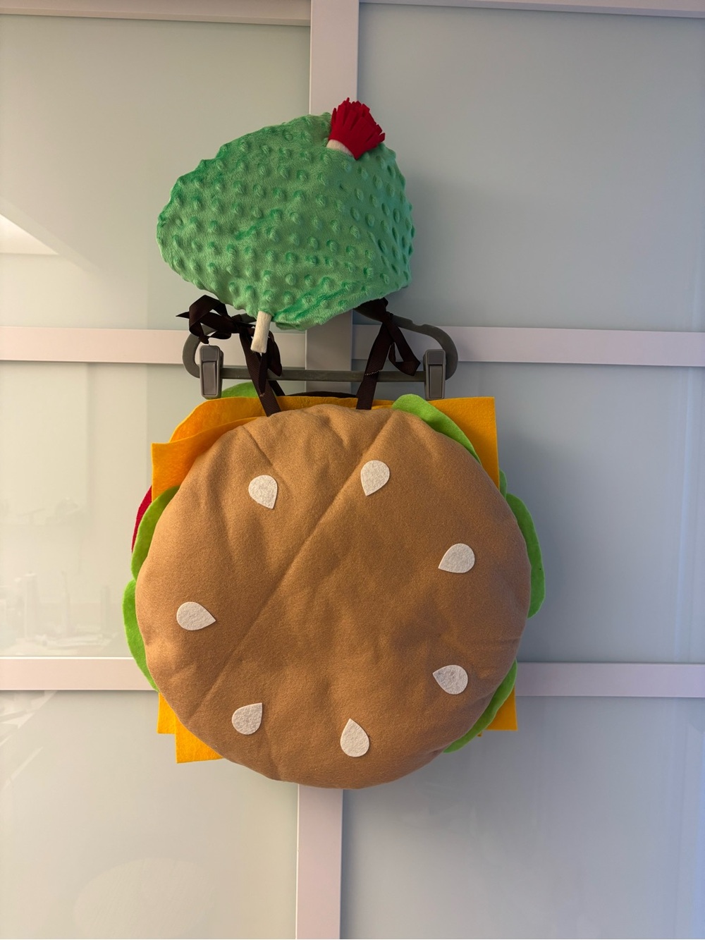 Kids Plush Burger Costume with Green Pickle Hat - Halloween Costume